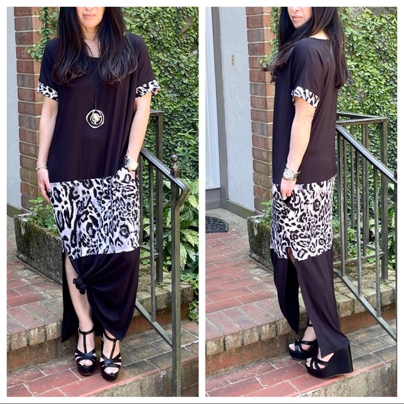 Color block loose fit side pockets maxi dress - Picture 2 of 5